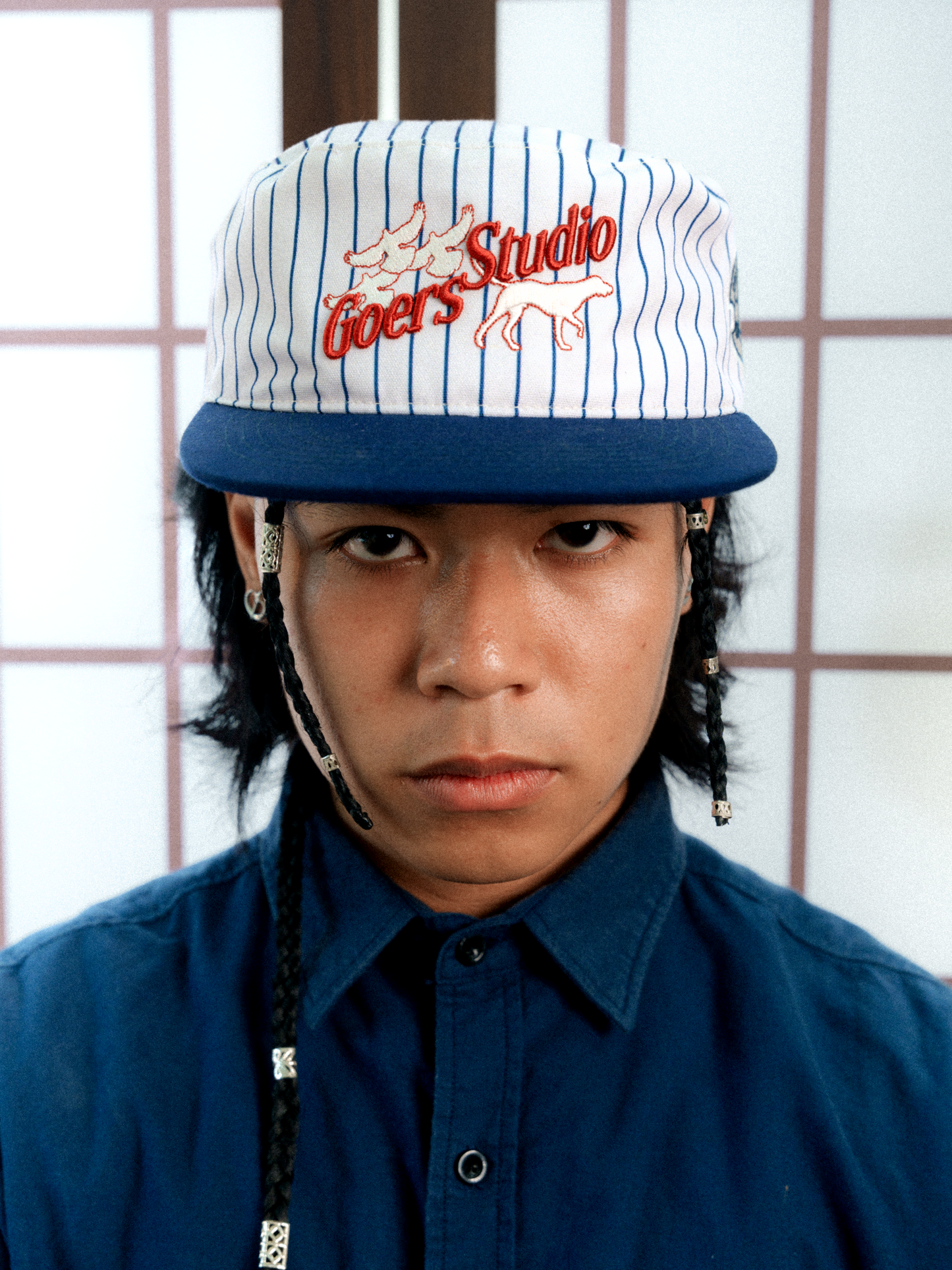 LOVE PAINTERS CAP DEEP BLUE STRIPES