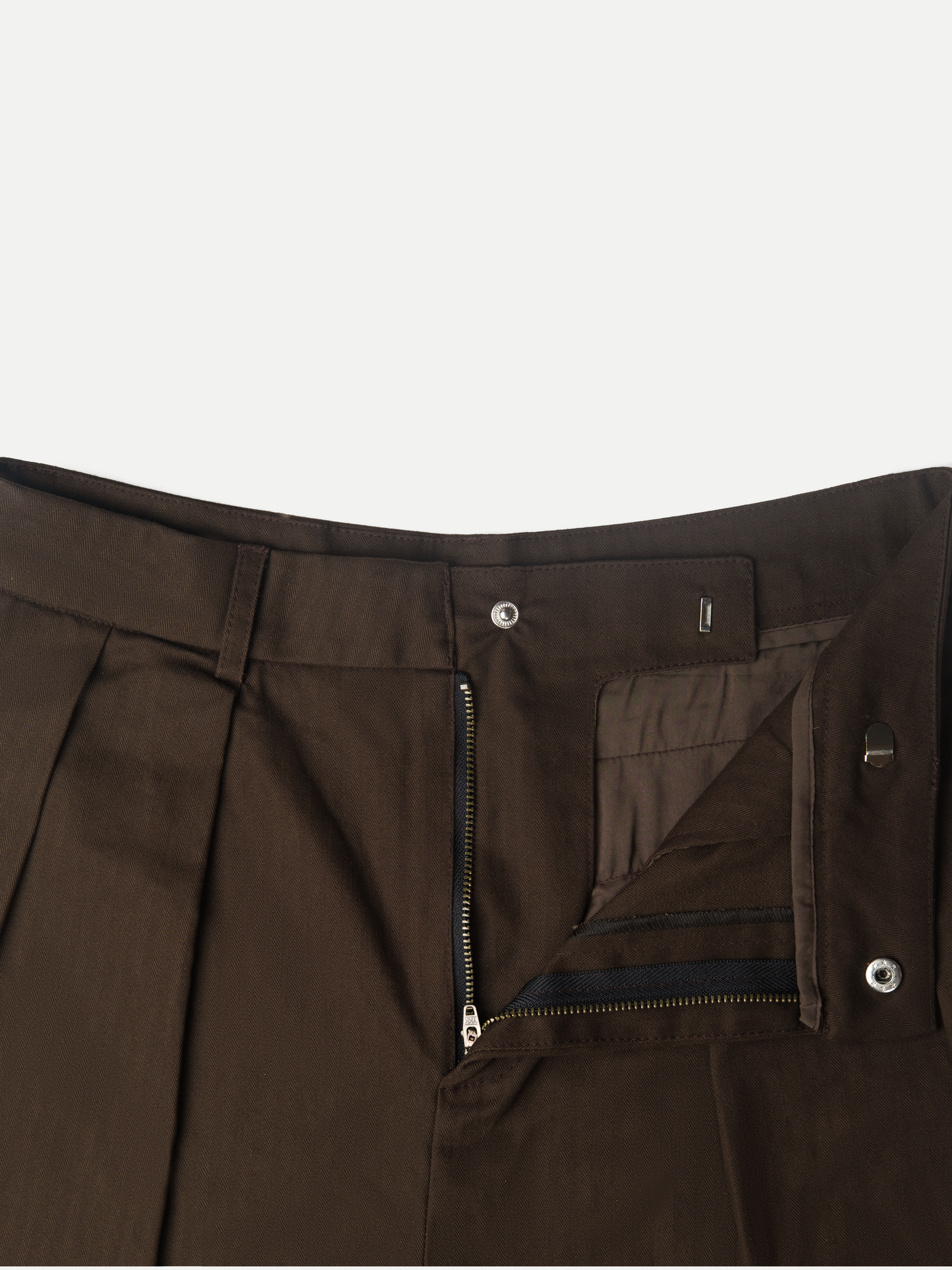 DOUBLE PLEATED TROUSERS COFFEE BROWN
