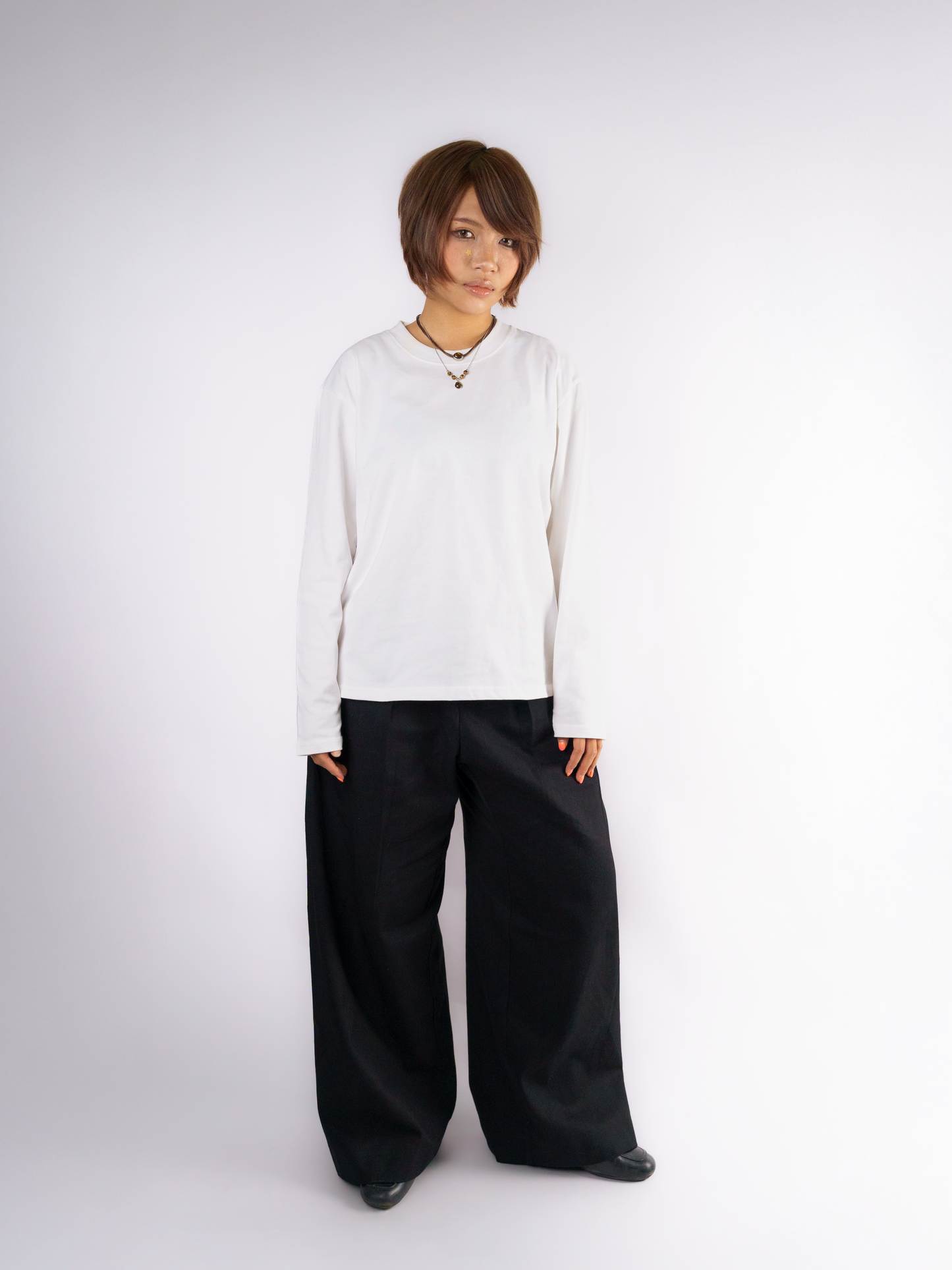 Denim Double Pleated Trousers Black