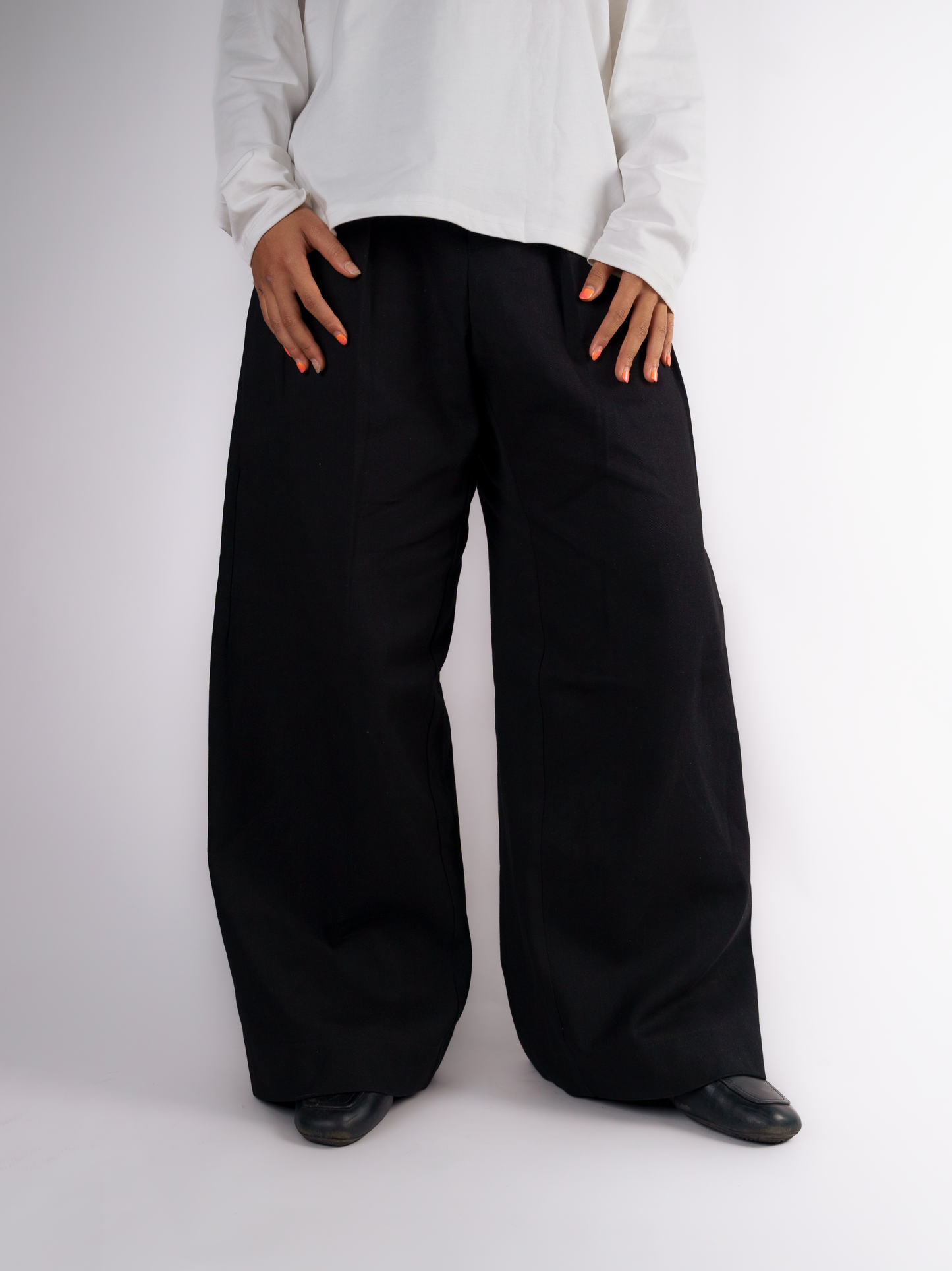 Denim Double Pleated Trousers Black