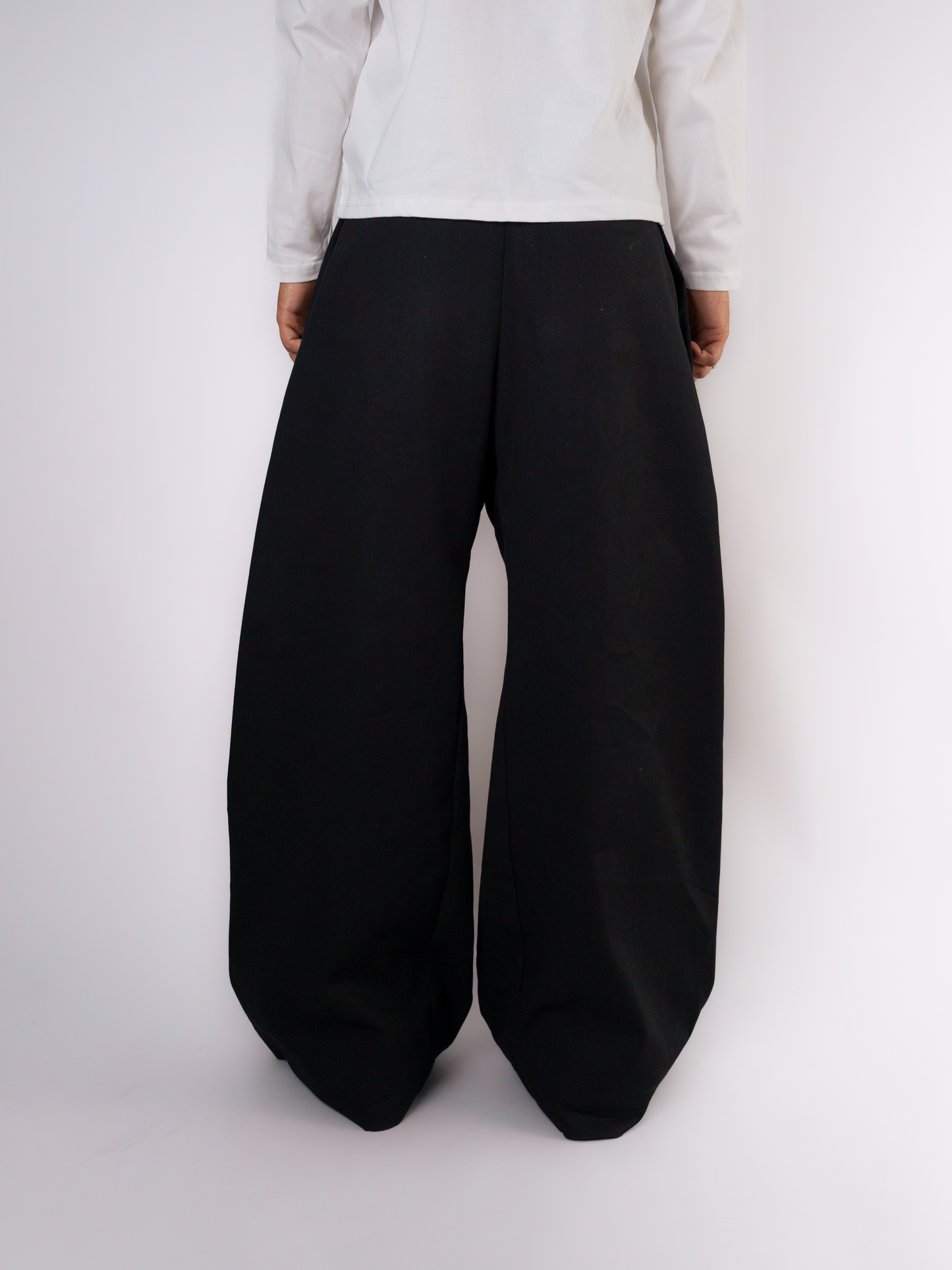 Denim Double Pleated Trousers Black