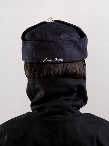 Bennett Denim Trapper Hat in Black – Goers Studio Bennett Denim Trapper Hat in Black – Goers Studio