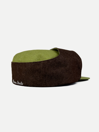 Bennett Denim Hat in Moss Green & Brown
