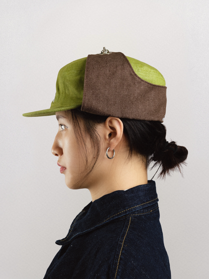 Bennett Denim Hat in Moss Green & Brown