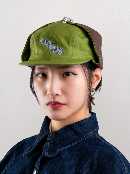 Bennett Denim Hat in Moss Green & Brown