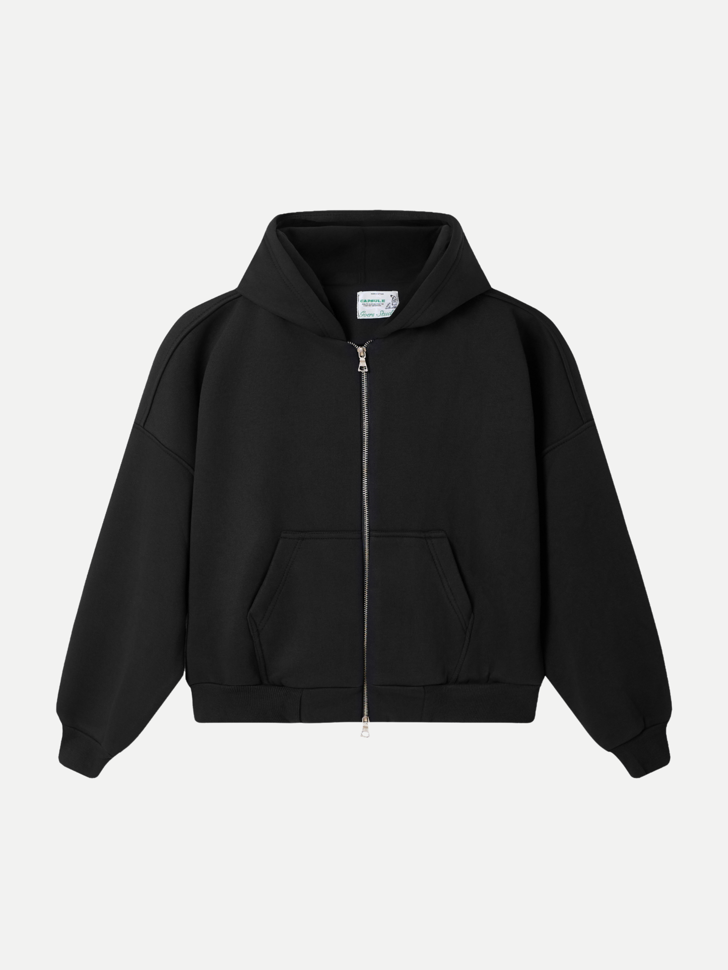 Capsule Double-Zipped Hoodie in Black