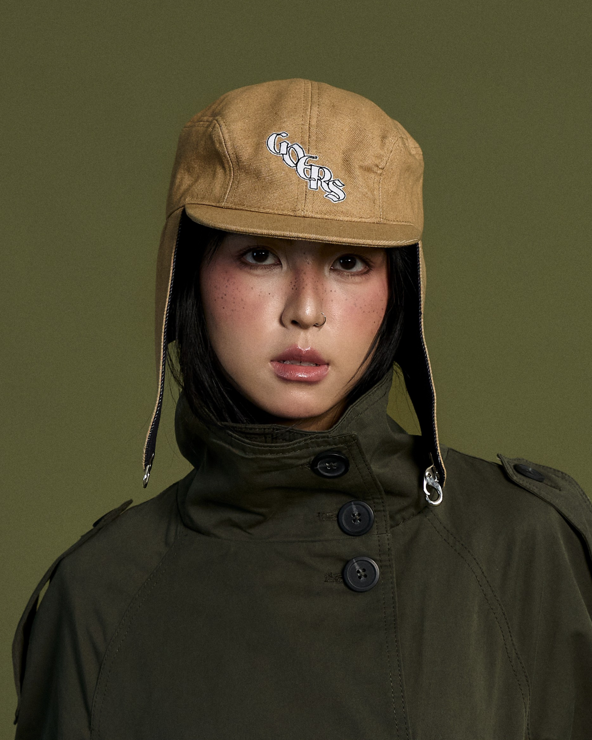 Bennett Denim Hat in Beige & Black