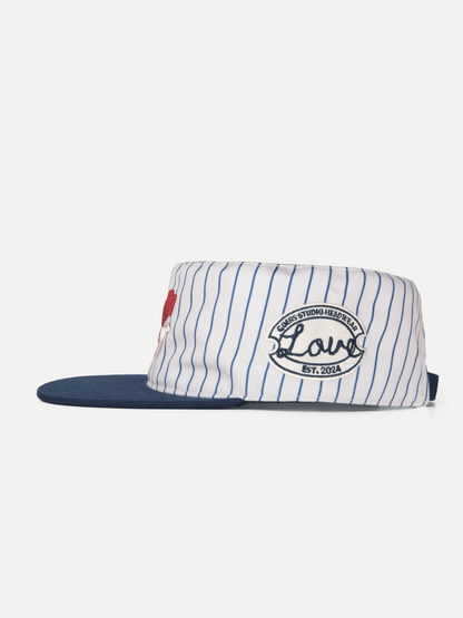 Love Painters Cap in White & Deep Blue Stripes