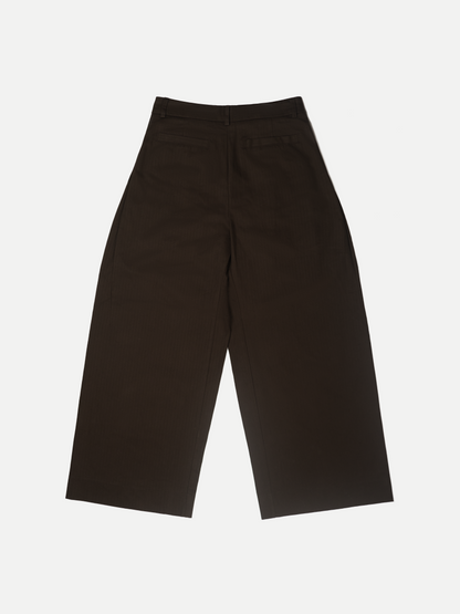 Double Pleated Trousers in Coffee Brown