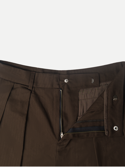 Double Pleated Trousers in Coffee Brown