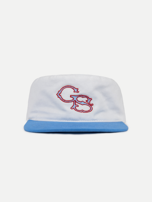 SIGNATURE PILLBOX CAP BABY BLUE & WHITE