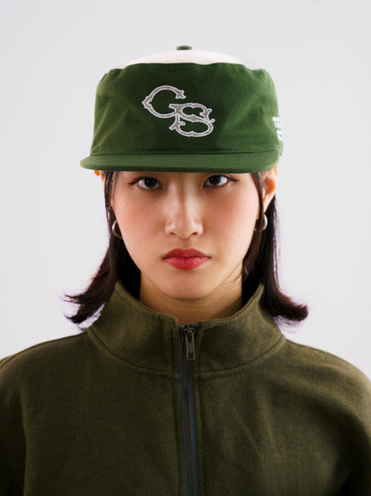 Signature Pillbox Cap in Moss & Beige