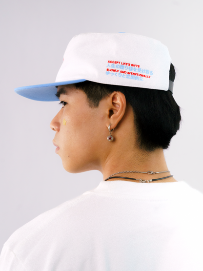 Signature Pillbox Cap in Blue & White
